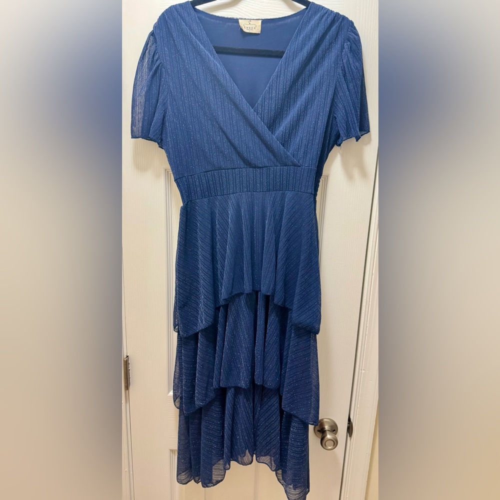 Sparkled Navy Fancy Midi Dress